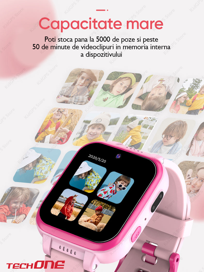 Ceas smartwatch copii Techone Y90, Roz Ceas smartwatch copii Techone Y90, Roz